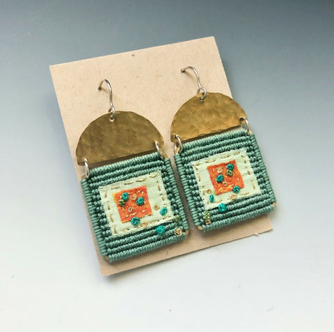 Square in Square Knotted Sage Earrings