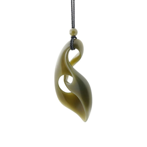 Hand Carved Wyoming Honey Olive Jade Pendant