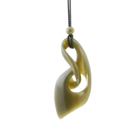 Hand Carved Wyoming Honey Olive Jade Pendant