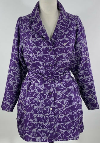 Purple and Grey Shibori Trench