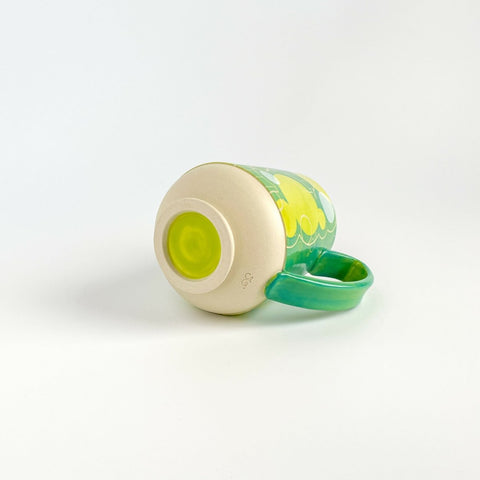 Chartreuse and Turquoise Bubble Mug