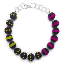  Petite Felt Stripe Necklace | Black/Magenta - Linda May Studio