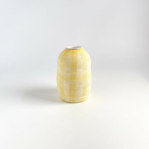 Yellow and White Paisley Bud Vase