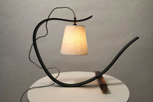  Bent Table Lamp, Ebonized White Oak with Walnut Base