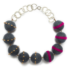  Big Felt Stripe Necklace | Charcoal/Magenta - Linda May Studio