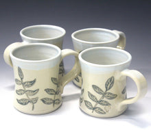  Mug with Hand Painted Leave Motif - Peggy Quinn Clay Studio