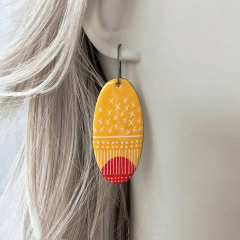 Red Dipped Yellow Glyph Earrings