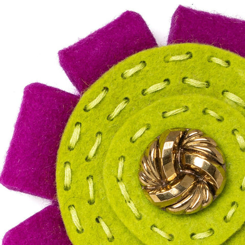 Felt Rosette Brooch | Magenta/Chartreuse