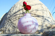  Carved Glass Vase - Pink Stars - Ultra Lit by SaraBeth Post