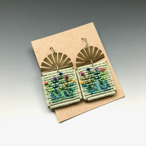 Square Pistachio Botanical Earrings