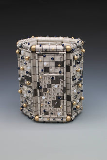  Recycled Newspaper Crossword Puzzle Cuff Bracelet - Holly Anne Mitchell Newspaper Jewelry