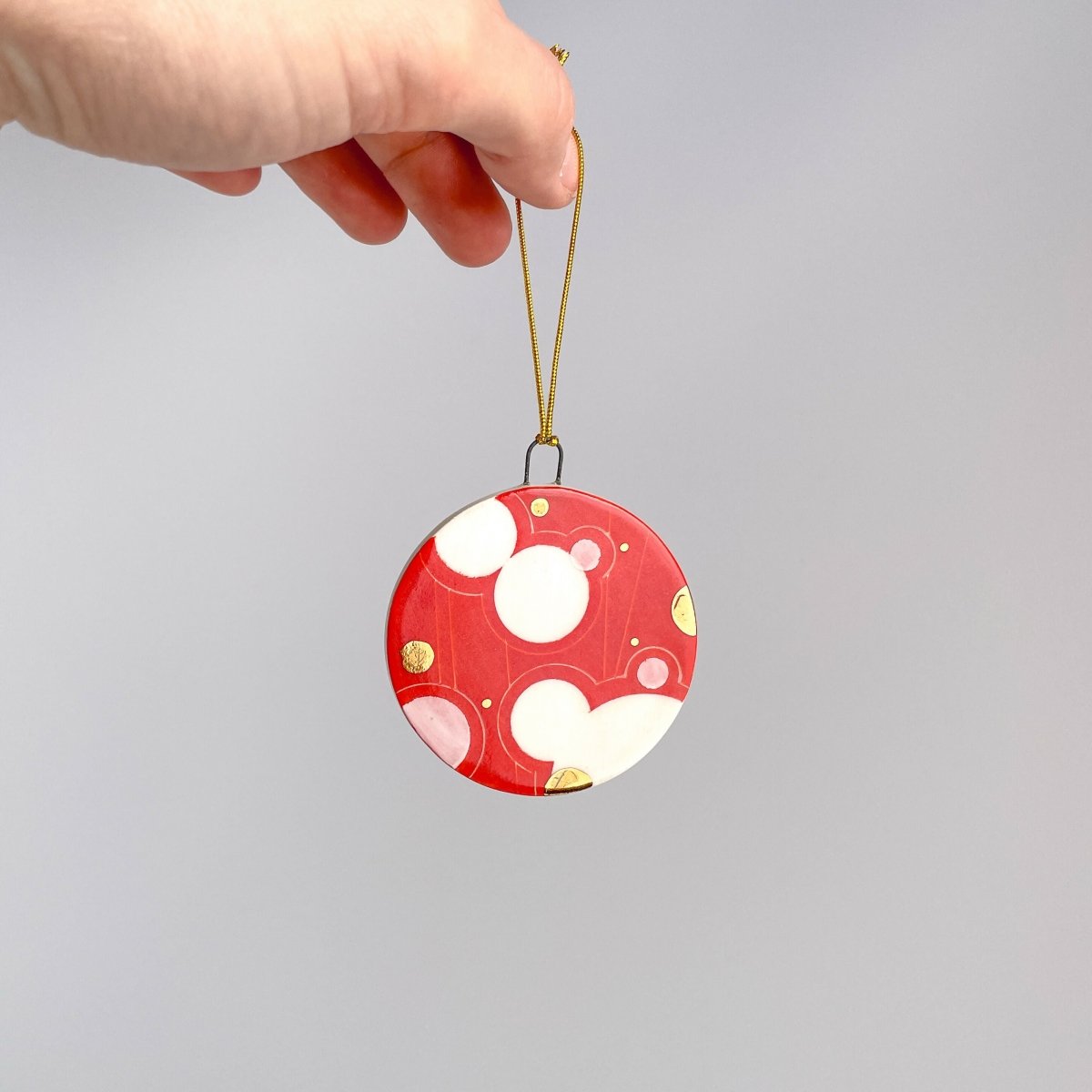 Red Bubble Ornament with Gold