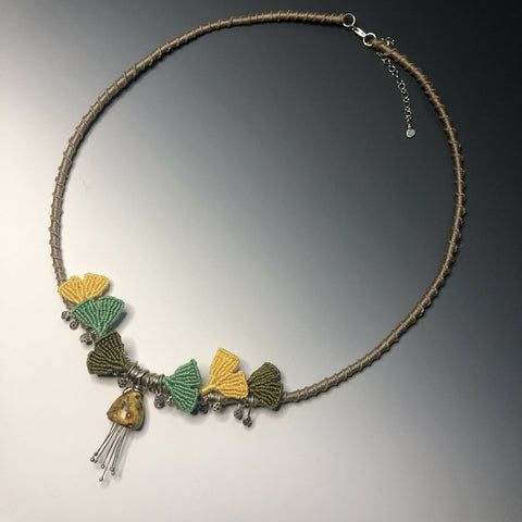 Spring Ginkgo Knotted Necklace