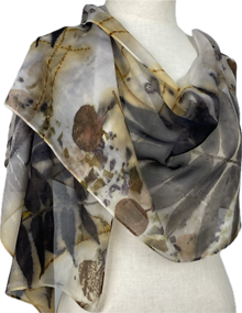  White Eco Printed Sumac Chiffon Scarf