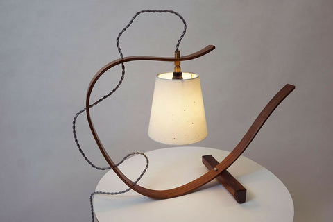 Bent Table Lamp, Walnut with Walnut Base