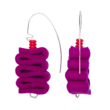  Corrugated Felt Earrings — Magenta/Tomato - Linda May Studio