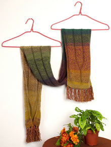  Fall Tweed Colorblock Hand Knit Scarf - Juniper Wolfenbarger