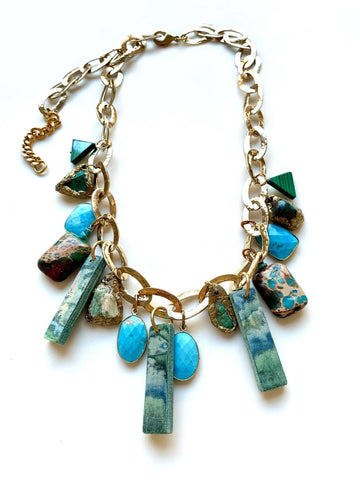 Colorful Statement Necklace with TURQUOISE and MINERALS