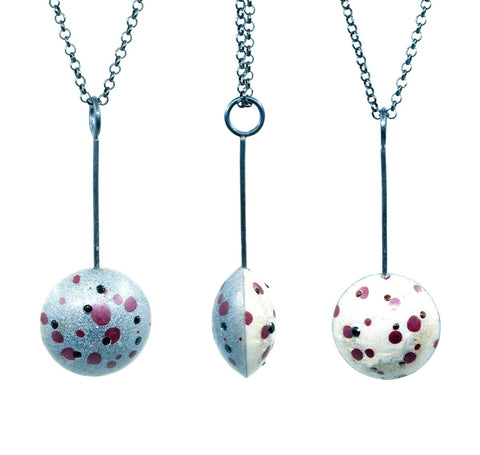 Cast Resin Reversible Pendant - Grey, red & white