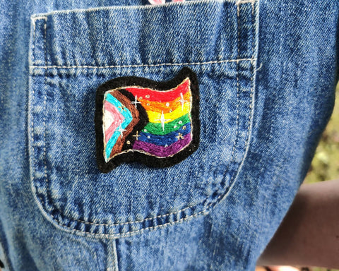 Hand Embroidered Pride Broaches and Patches