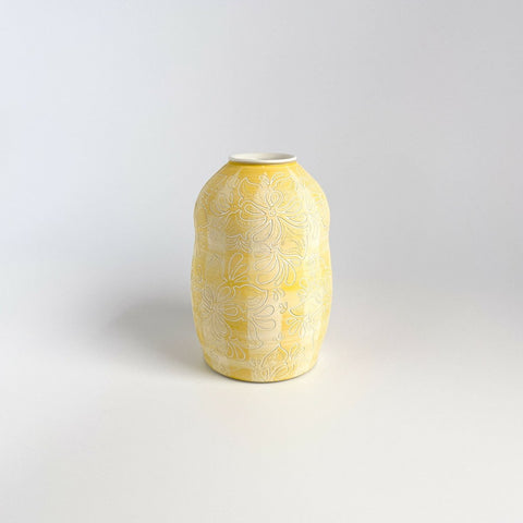 Yellow and White Paisley Bud Vase