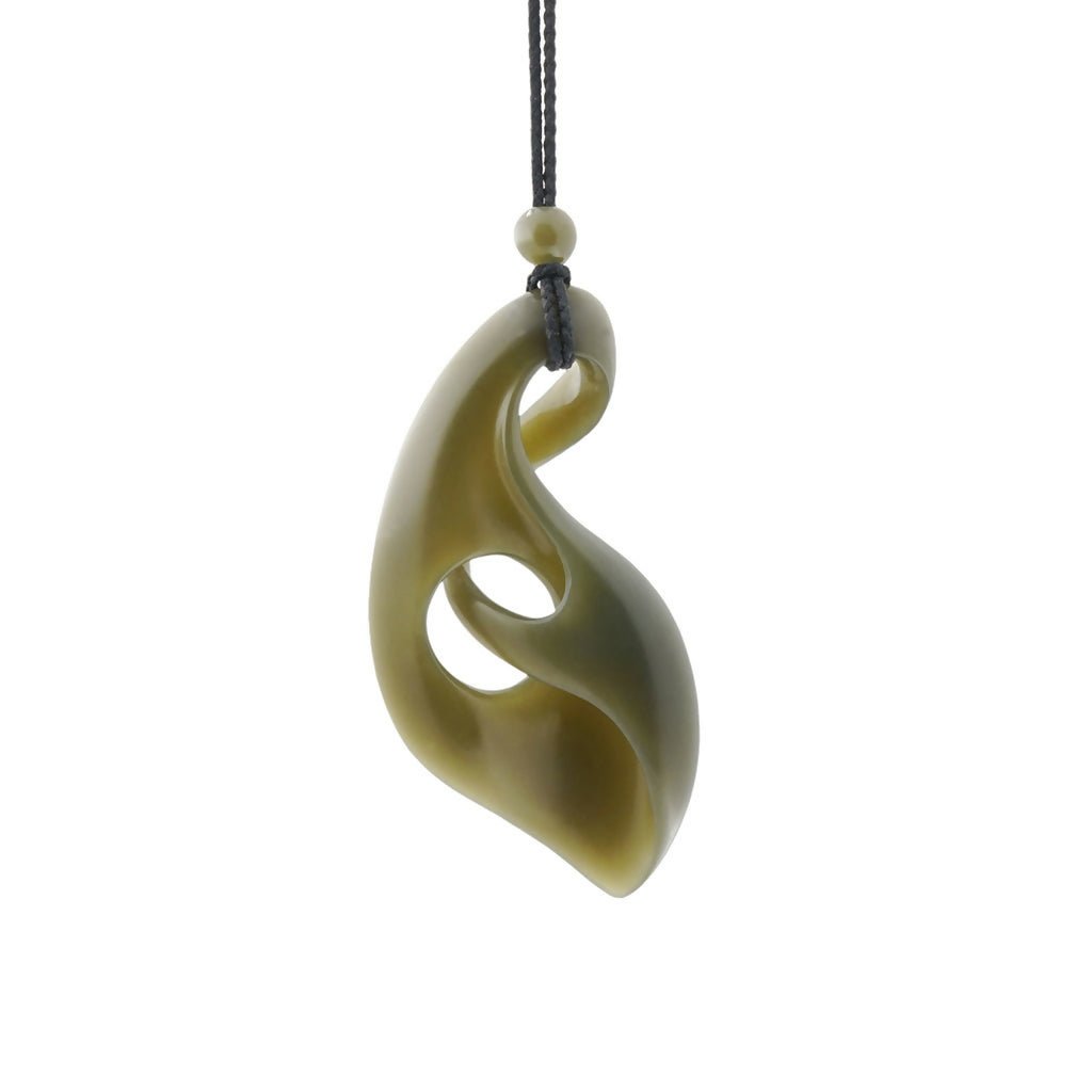 Hand Carved Wyoming Honey Olive Jade Pendant