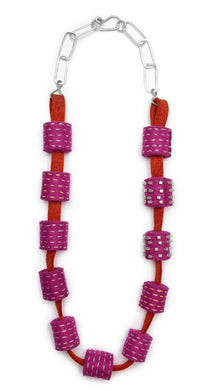  Sculptural Felt Necklace | Magenta/ Mango - Linda May Studio