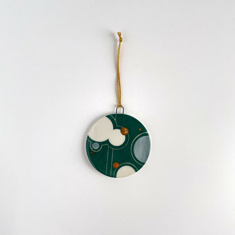 Green Bubble Ornament with Gold