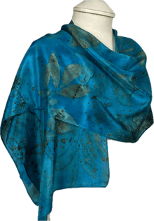  Peony Eco Printed and hand dyed silk scarf - Louise Barker Designs