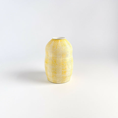 Yellow and White Paisley Bud Vase