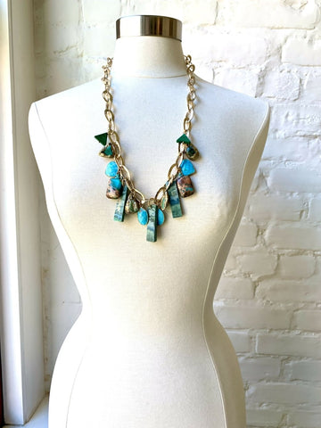 Colorful Statement Necklace with TURQUOISE and MINERALS