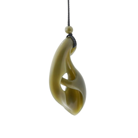 Hand Carved Wyoming Honey Olive Jade Pendant