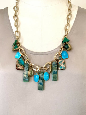 Colorful Statement Necklace with TURQUOISE and MINERALS