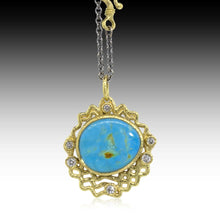  Wave Pendant with Free - form Turquoise and Diamonds - Rona Fisher Jewelry Design