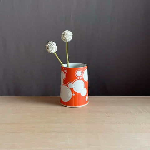 Bright Red Bubble Bud Vase