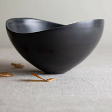  Black Porcelain Altered Rim Bowl with Beeswax - Lisa Fleming Ceramics