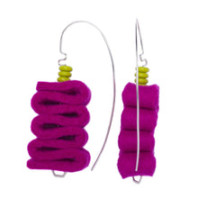  Corrugated Felt Earrings | Magenta/Chartreuse - Linda May Studio