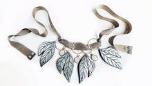  Silver Leaves and Moonstones Collar Necklace