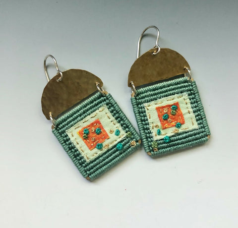 Square in Square Knotted Sage Earrings