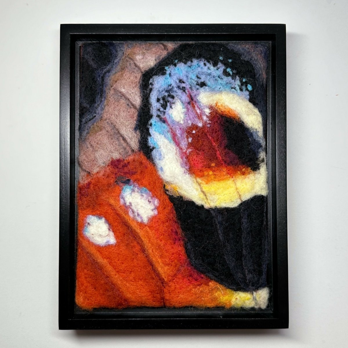 Peacock Butterfly Wing Needle Felted Wool Painting