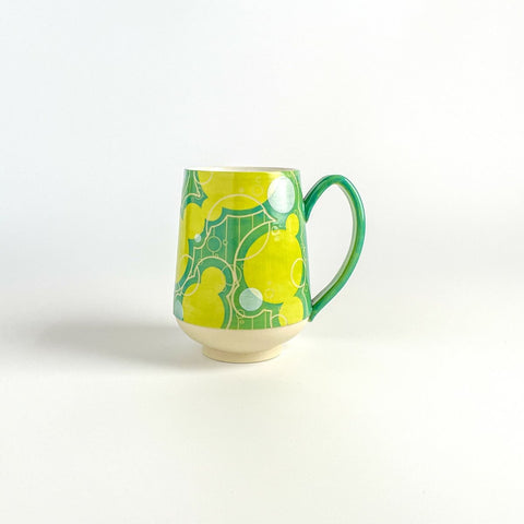 Chartreuse and Turquoise Bubble Mug