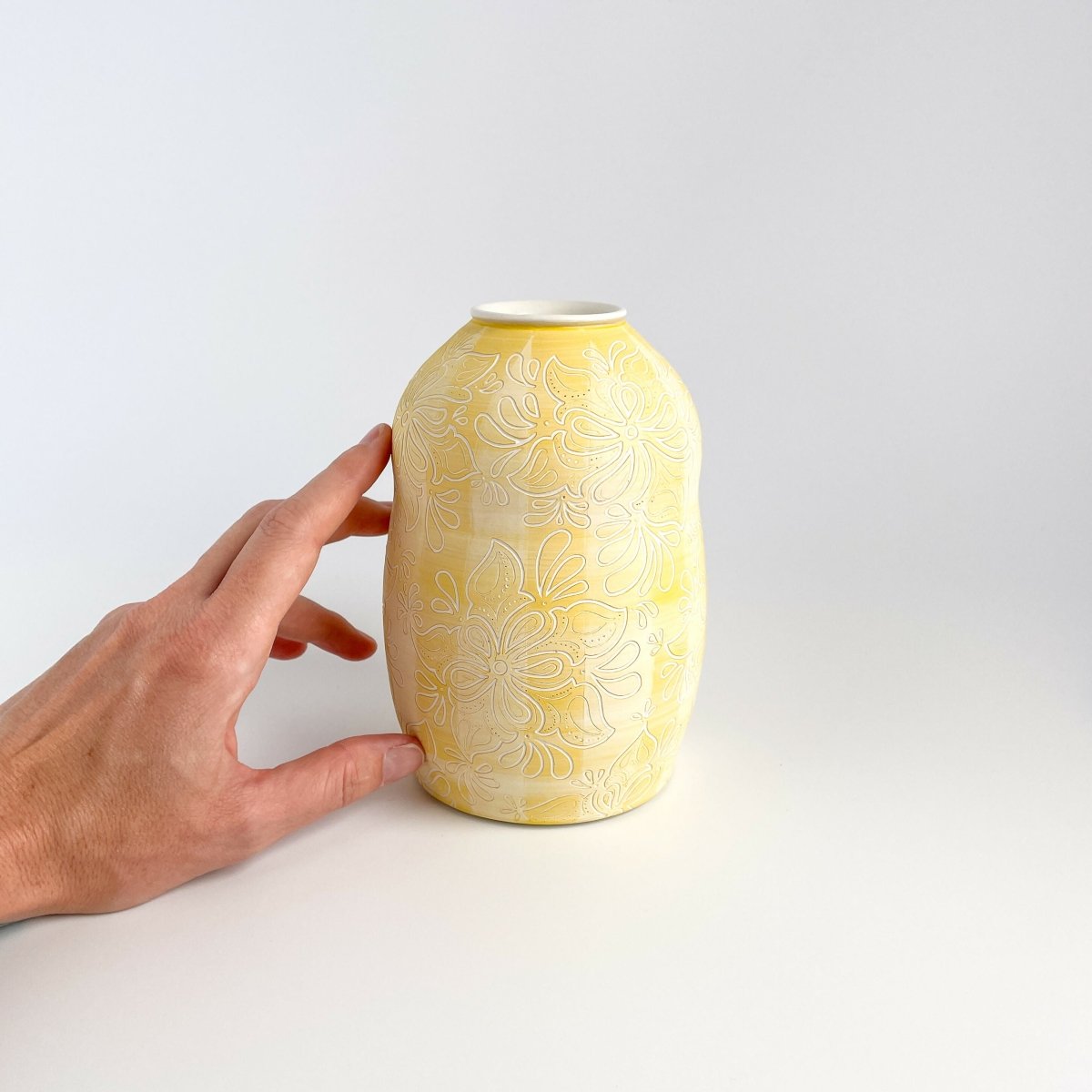 Yellow and White Paisley Bud Vase