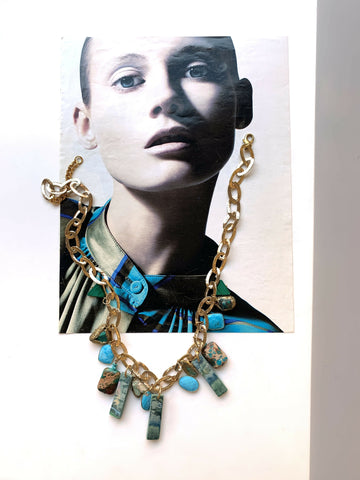 Colorful Statement Necklace with TURQUOISE and MINERALS