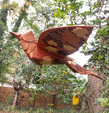  Handcrafted wood veneer bird with leaves - Flight Patterns