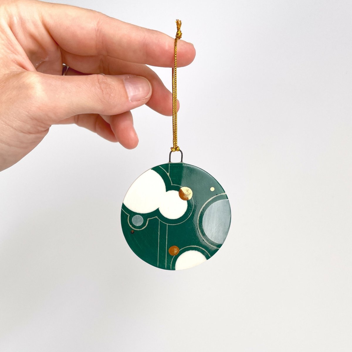 Green Bubble Ornament with Gold