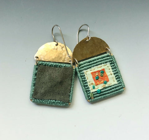 Square in Square Knotted Sage Earrings