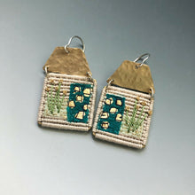  Square Knotted Linen Botanical Earrings - Blue Quail Design