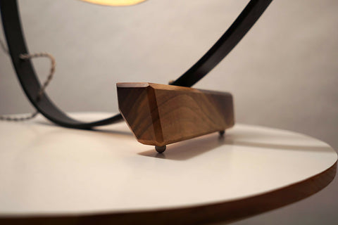 Bent Table Lamp, Ebonized White Oak with Walnut Base