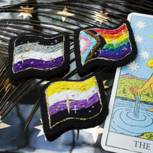  Any Pride Flag Made - to - Order! Hand Embroidered Pin - Backs and Sew - On Patches - Juniper Wolfenbarger