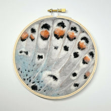  Silver - studded Blue Butterfly Needle Felted Wool Painting Hoop - Dani Ives Fiber Artist